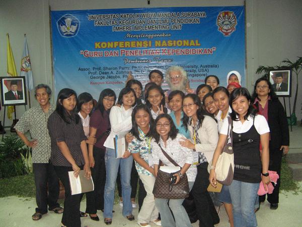 Dean with the Physics majors at Widya Mandal University, Surabaya, Indones1a
