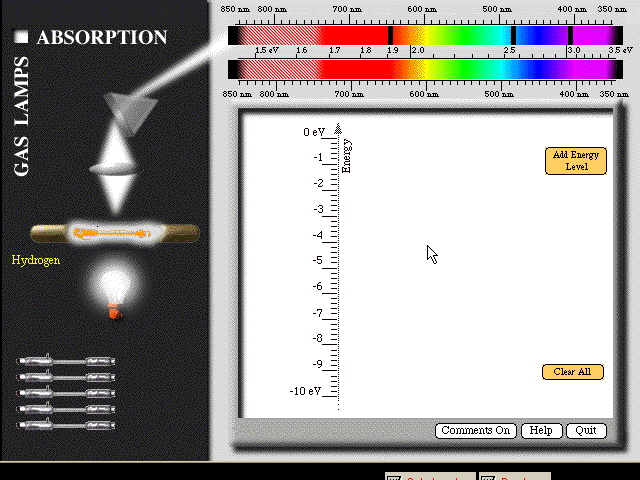 absorption spectra for hydrogen
